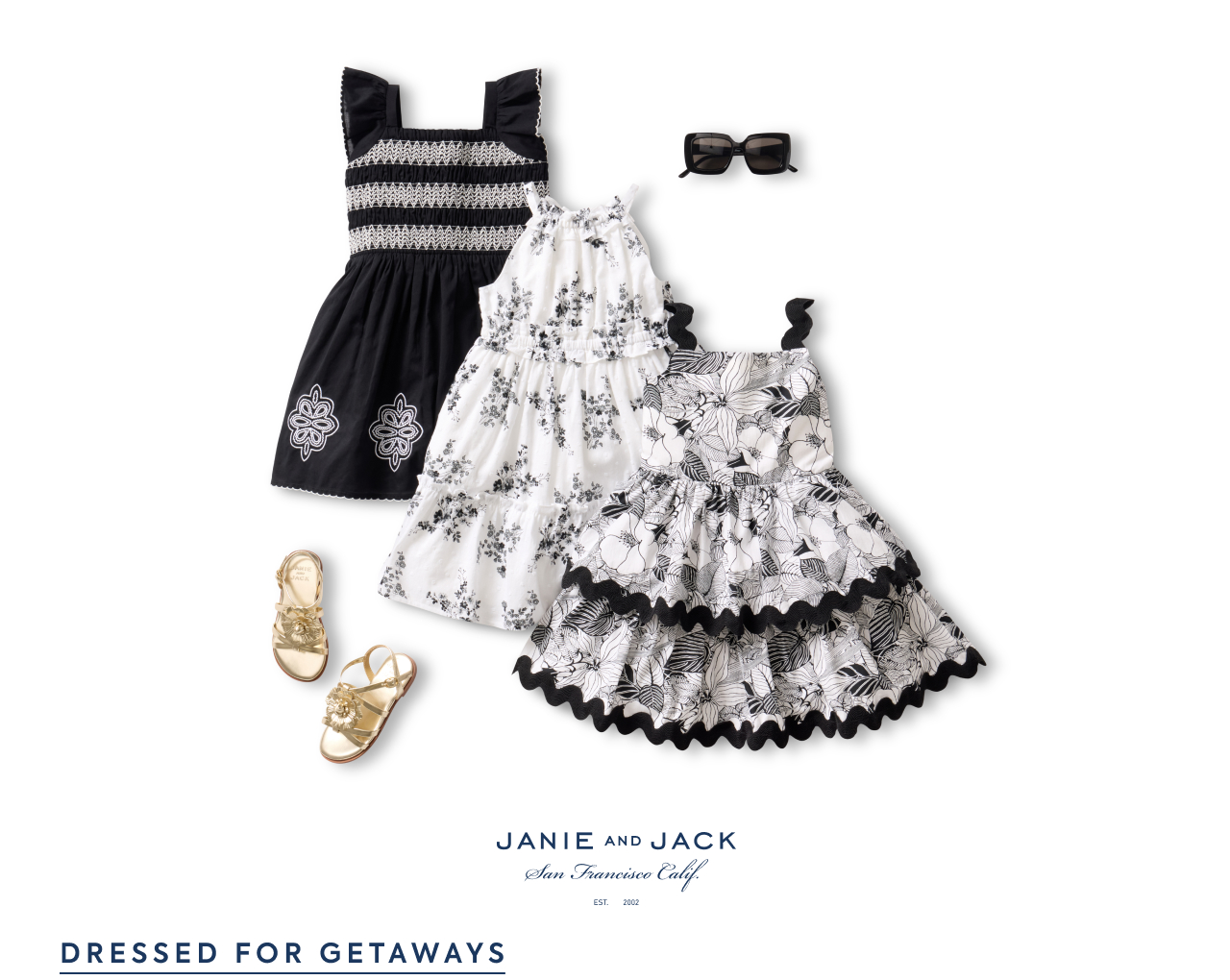 Dressed for getaways. Shop girls Beyond the Sea.