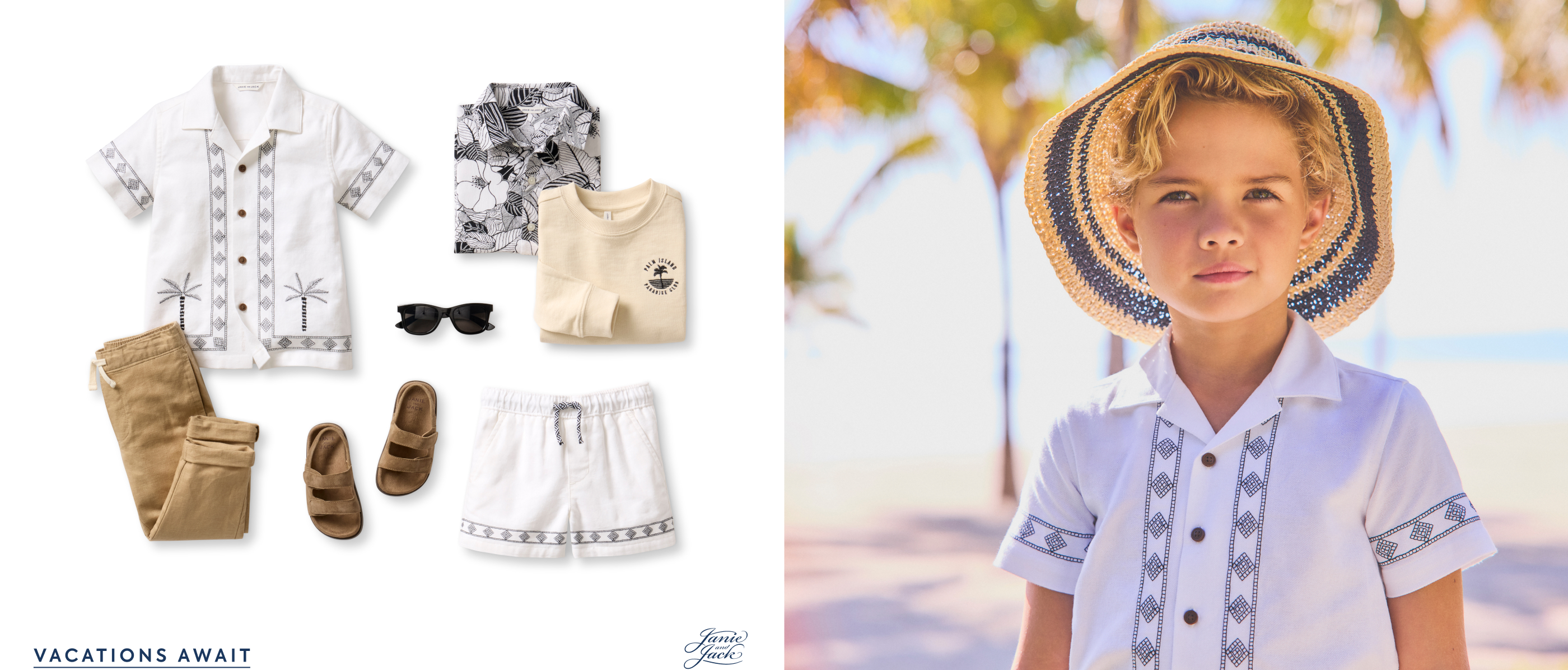 Vacation-ready tops and shorts. Shop boys Beyond the Sea.