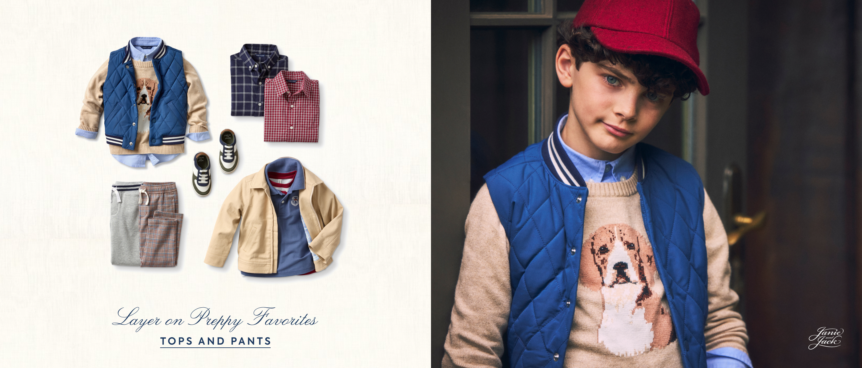 Layer on preppy favorites. Shop tops and pants.